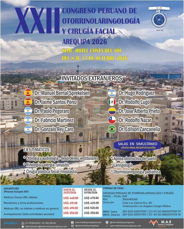 otorrinolaringología, congreso, arequipa 